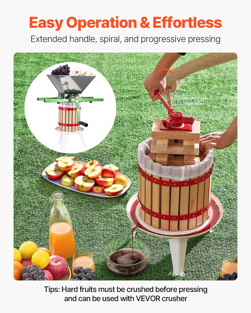 Fruit Wine Press Manual Press For Wine Making 3.2 Gal/12L Wood Basket