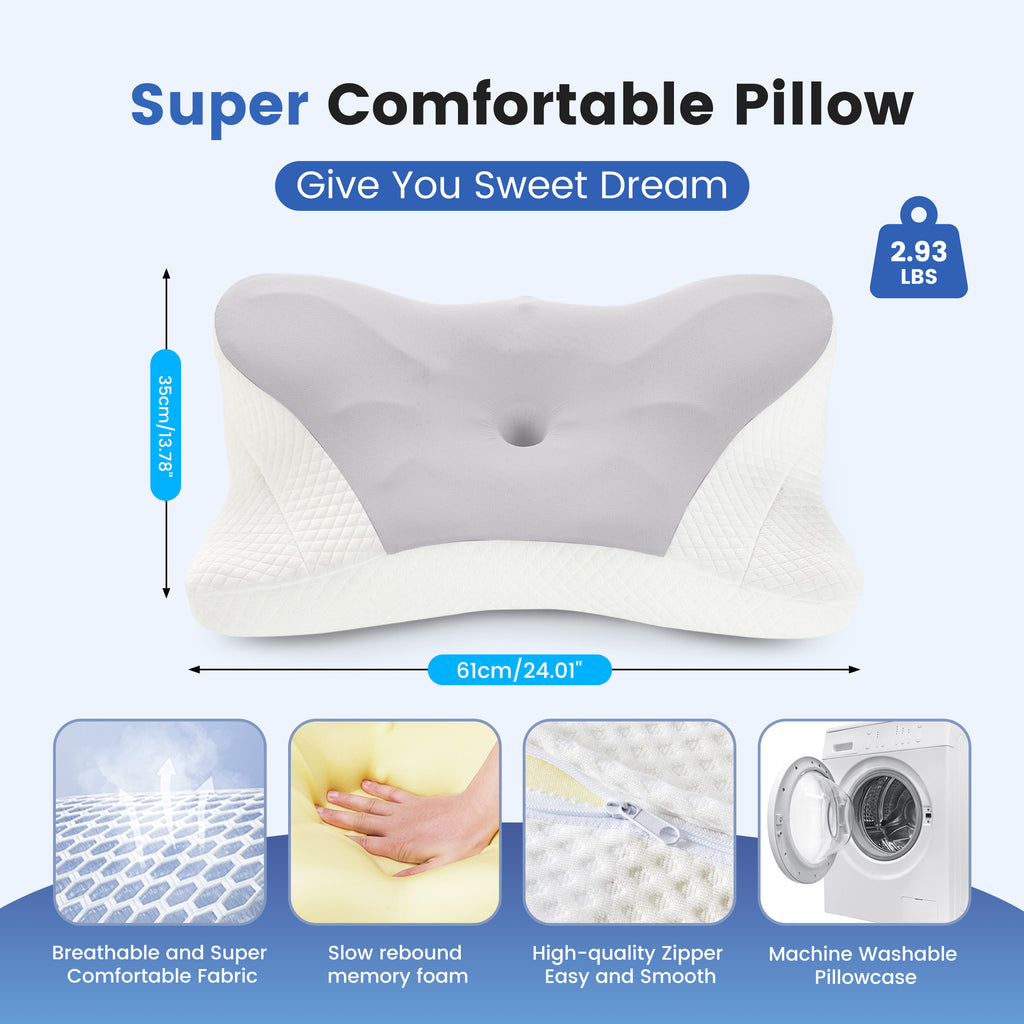 Ergonomic Foam Neck Pillow, Neck Support, Neck Protection Good Sleep