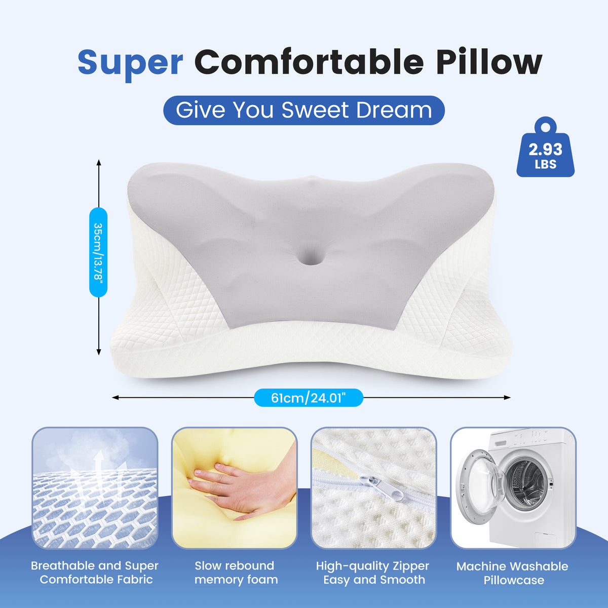 Ergonomic Foam Neck Pillow, Neck Support, Neck Protection Good Sleep