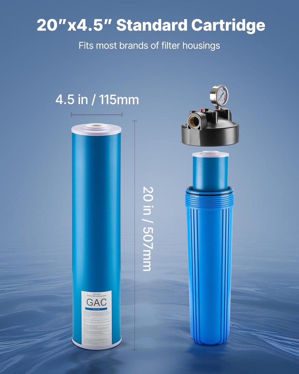 Whole House Water Filter Replacement Cartridge 4.5'x20' GAC Carbon 1