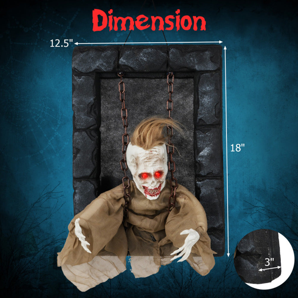 Halloween Hanging Animated Zombie Prisoner Decoration Sound-activated