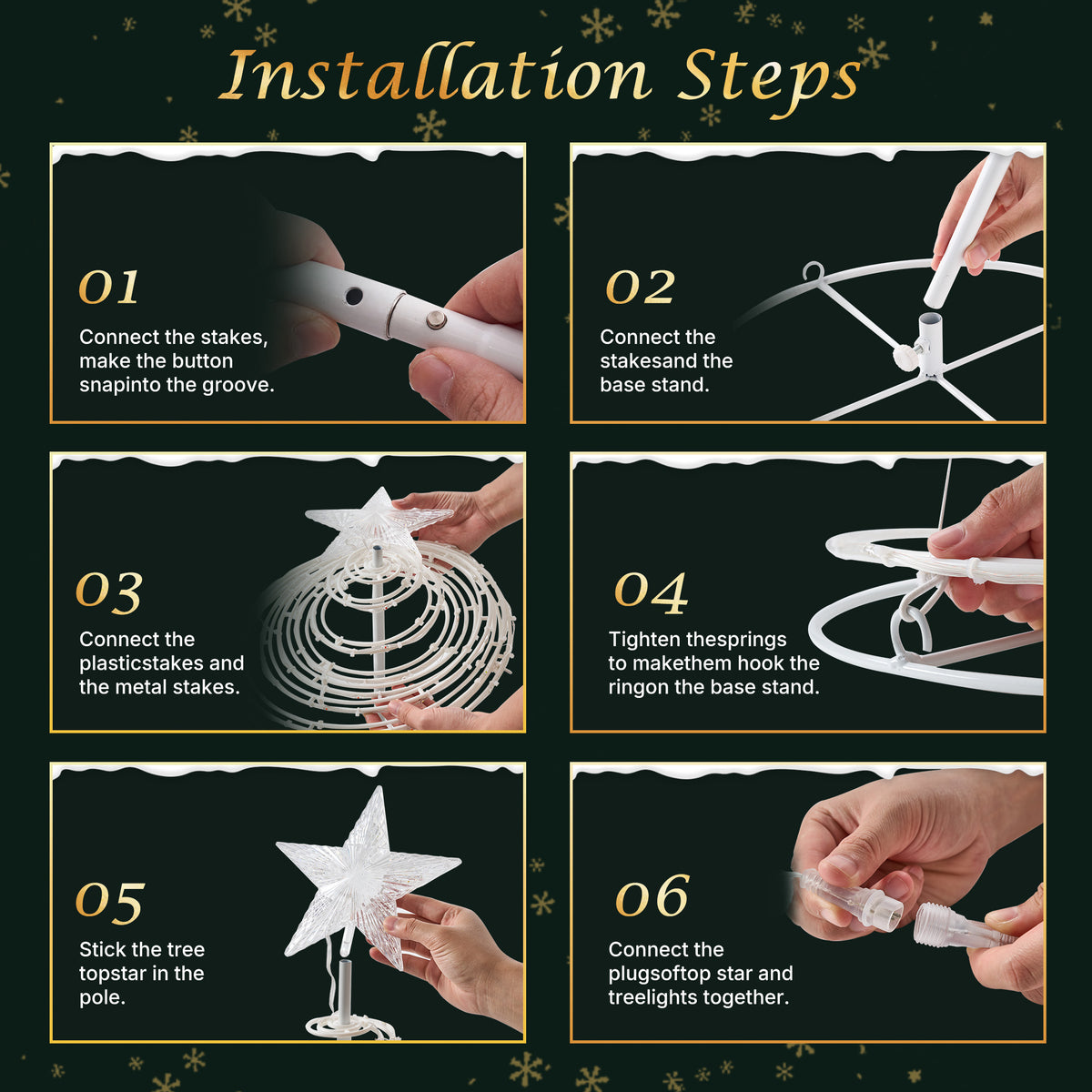 3 Pack Spiral Christmas Tree, Collapsible Unlit PVC Artificial Tree