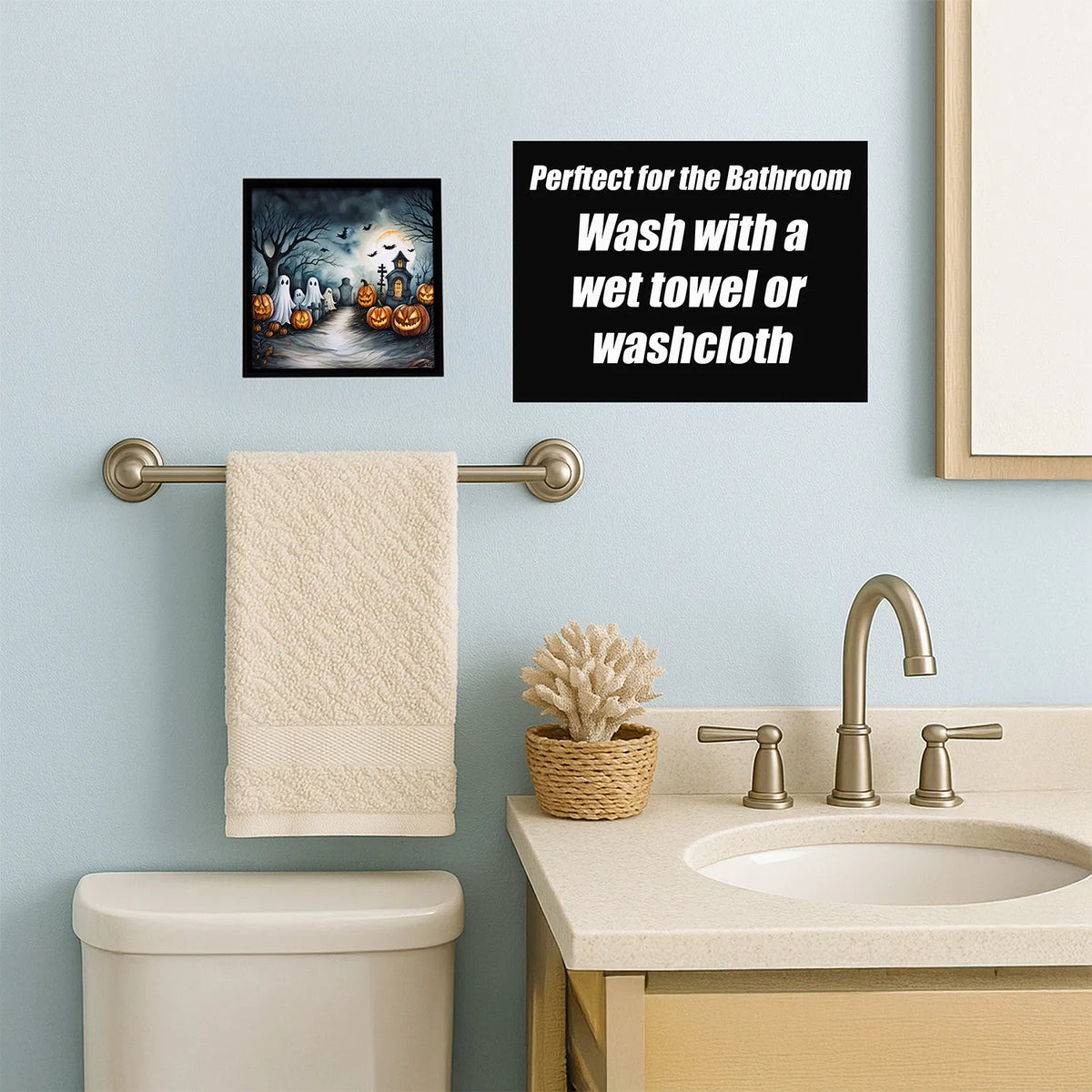 Ghosts Spooky Halloween Framed Metal Print Bathroom, Kitchen, Office