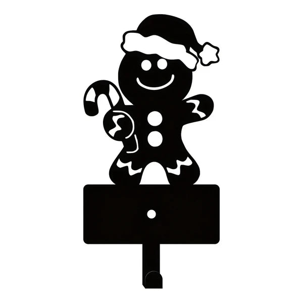 2 Pcs Gingerbread Man Metal Key Hooks Christmas Themed Wall Decor