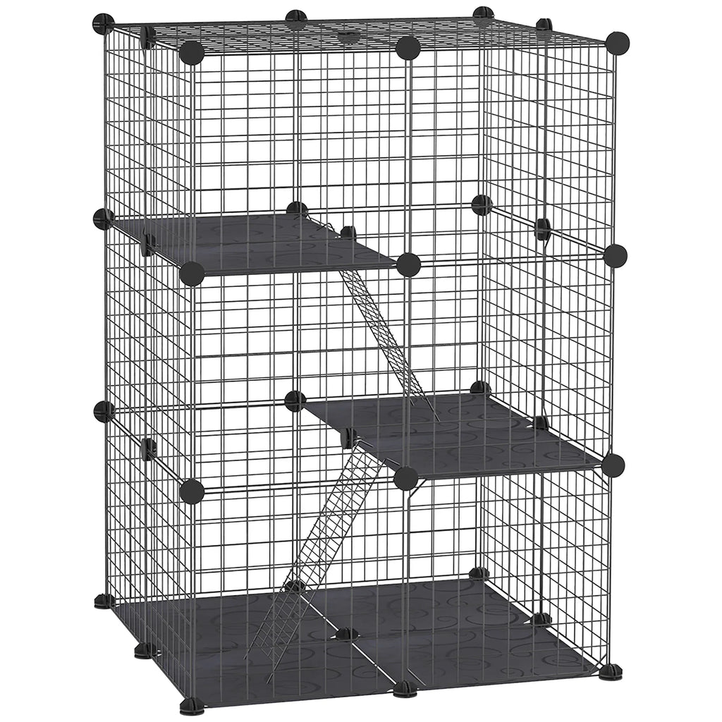 39 Pcs Small Animal Cage Bunny Hutch Portable Metal Wire With Ramps