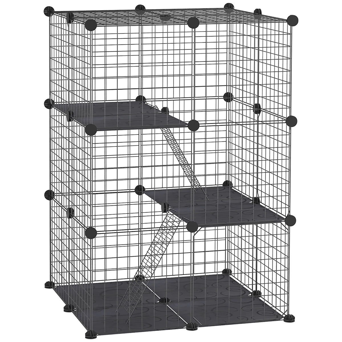 39 Pcs Small Animal Cage Bunny Hutch Portable Metal Wire With Ramps