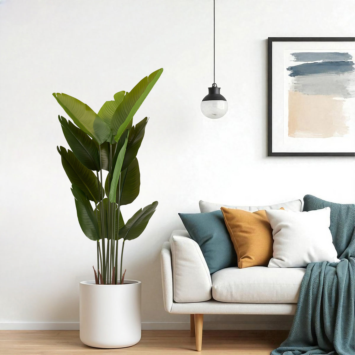 Artificial Bird Of Paradise Plant, 5.2ft Tall Faux Tropical Palm Tree