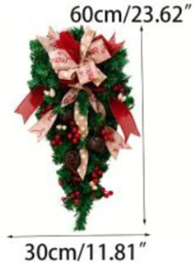 Candy Cane Teardrop Christmas Wreath, 24 in