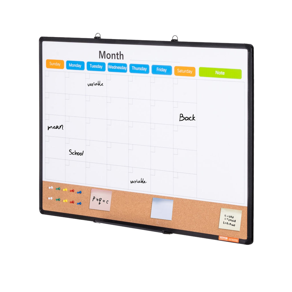36'x 24' Monthly Calendar Whiteboard & Cork Board Combo With Aluminum