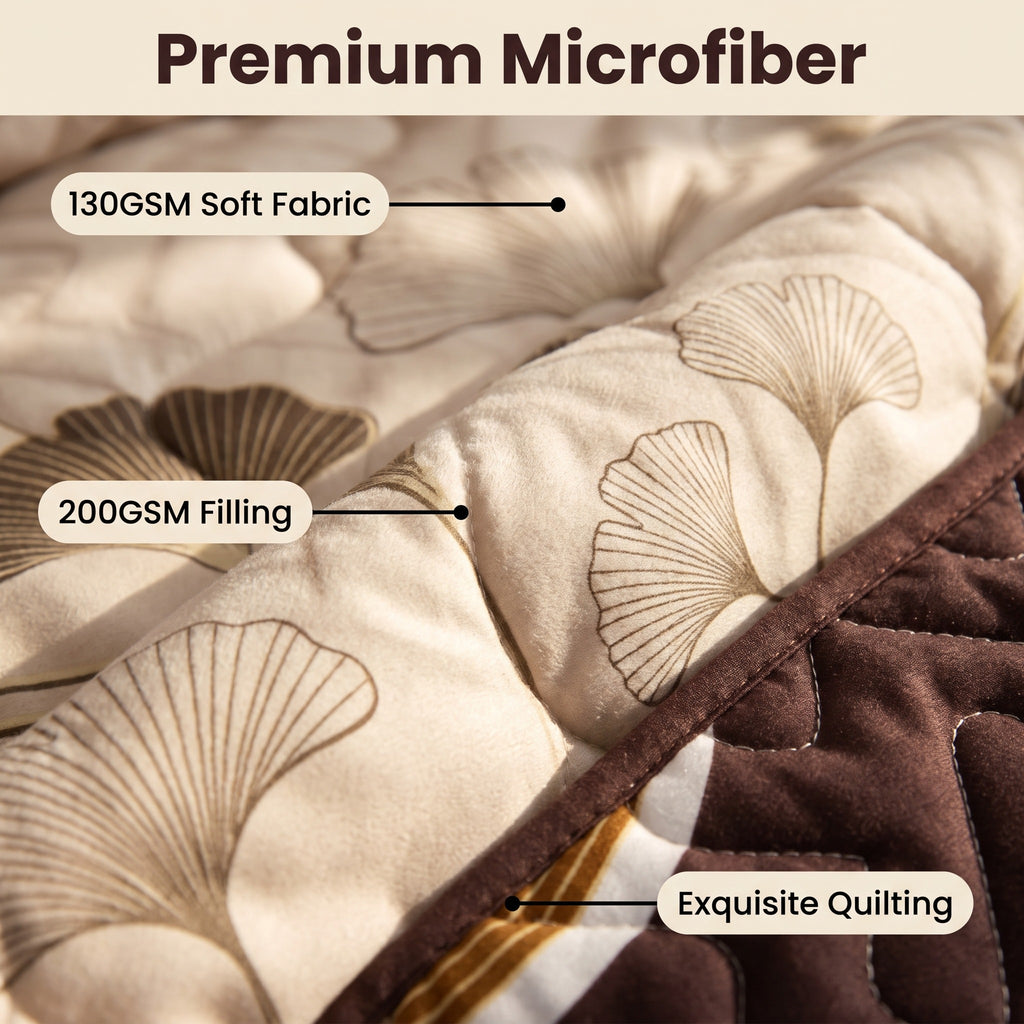 9-Piece Brown And Black Lotus Bedspread And Curtain Set, Reversible