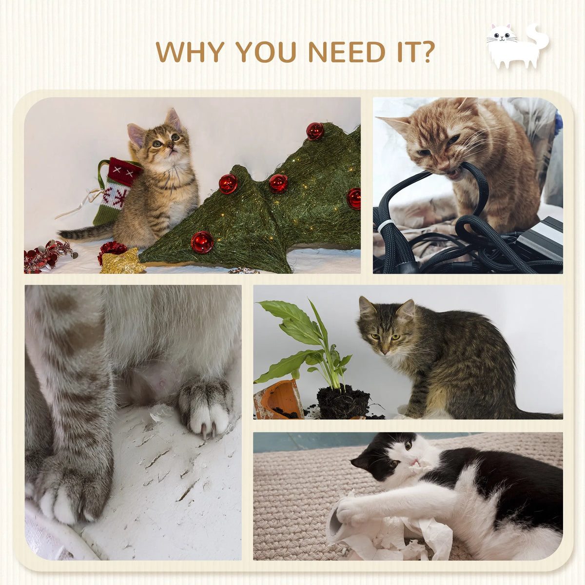 4Pcs Cat Wall Shelf With Scratching Post, Cat Wall Shelves For Relaxing