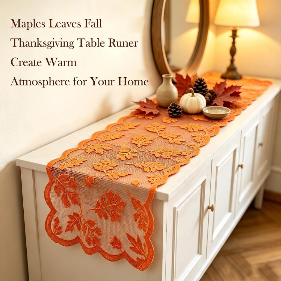 Fall Table Runner Thanksgiving Decorations 13 X 72 Inch Maples Leaves