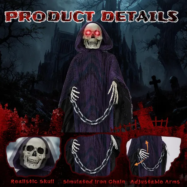 6ft Halloween Decorations Outdoor Life Size Animatronics Grim Reaper
