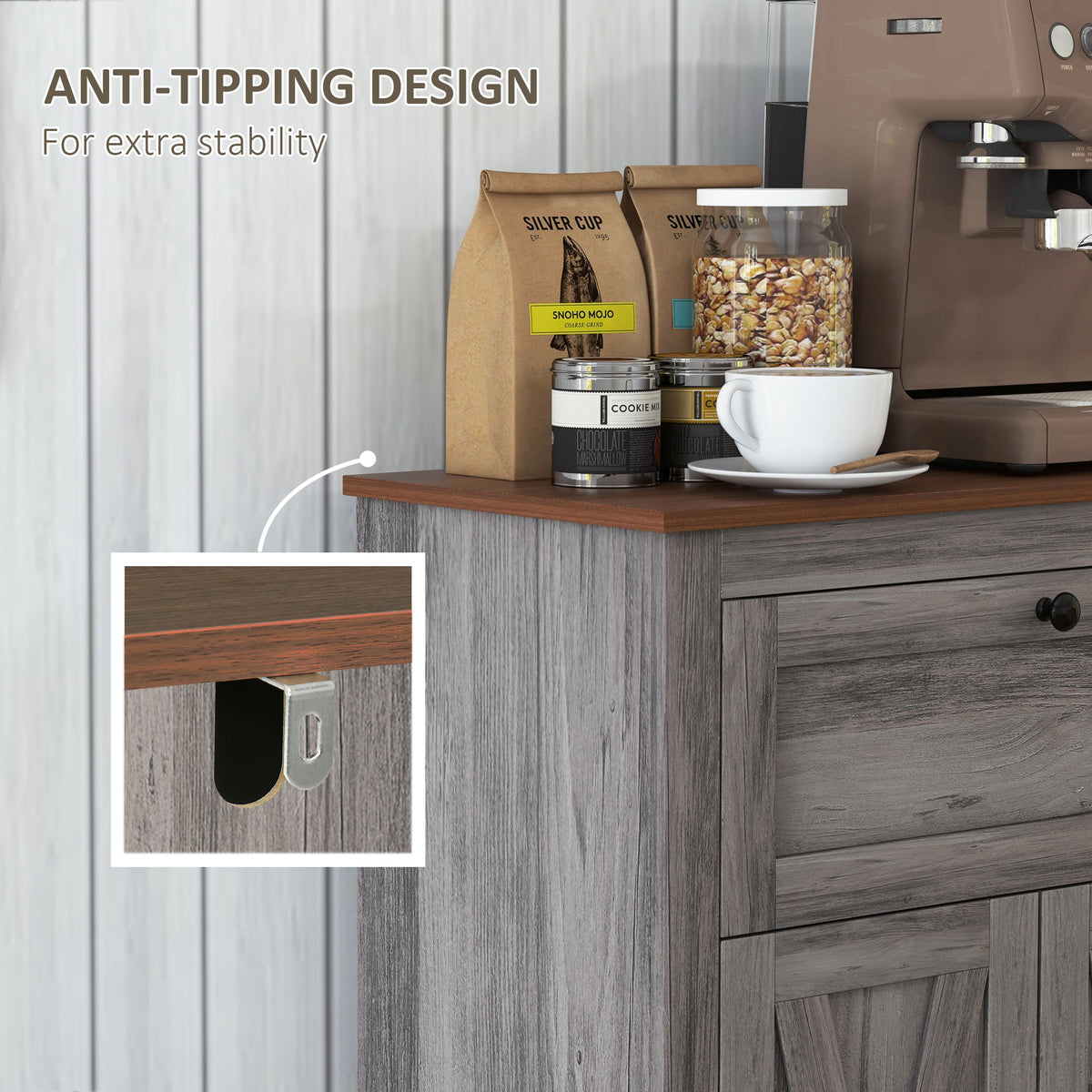 Farmhouse Sideboard Storage Cabinet With Doors And Drawer For Kitchen