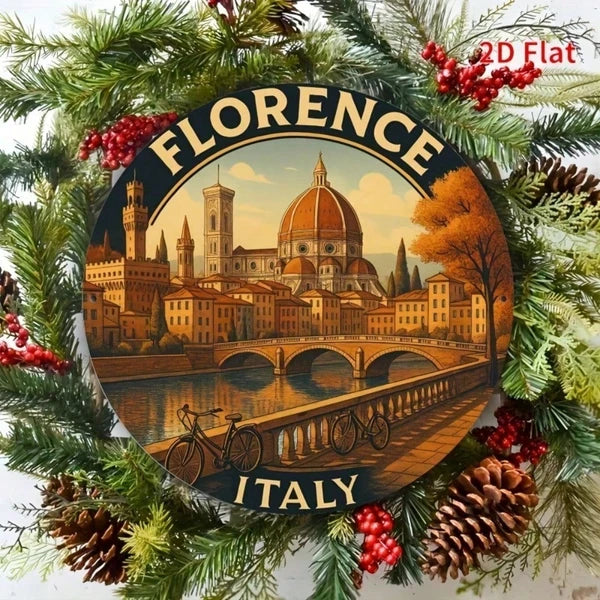 2D Flat Metal Wall Art Florence Italy Cityscape, Vibrant Duomo
