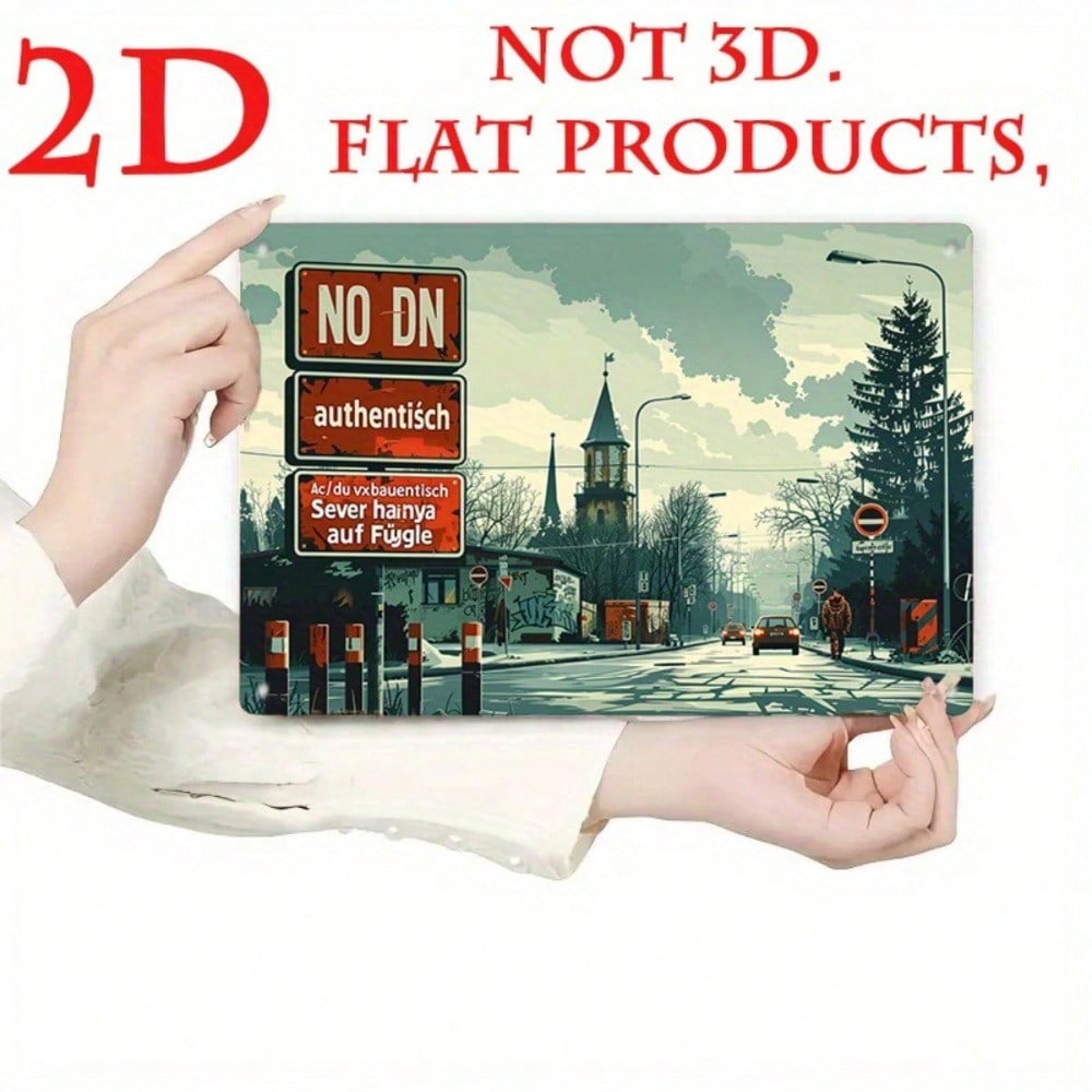Retro Metal Sign Vintage Road Cars 2D Flat, Street Graffiti Tin Decor