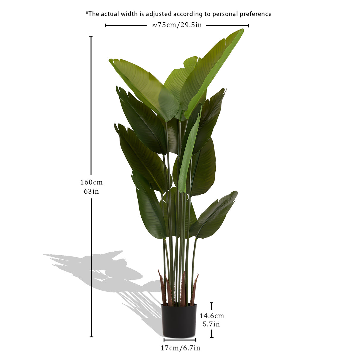 Artificial Bird Of Paradise Plant, 5.2ft Tall Faux Tropical Palm Tree