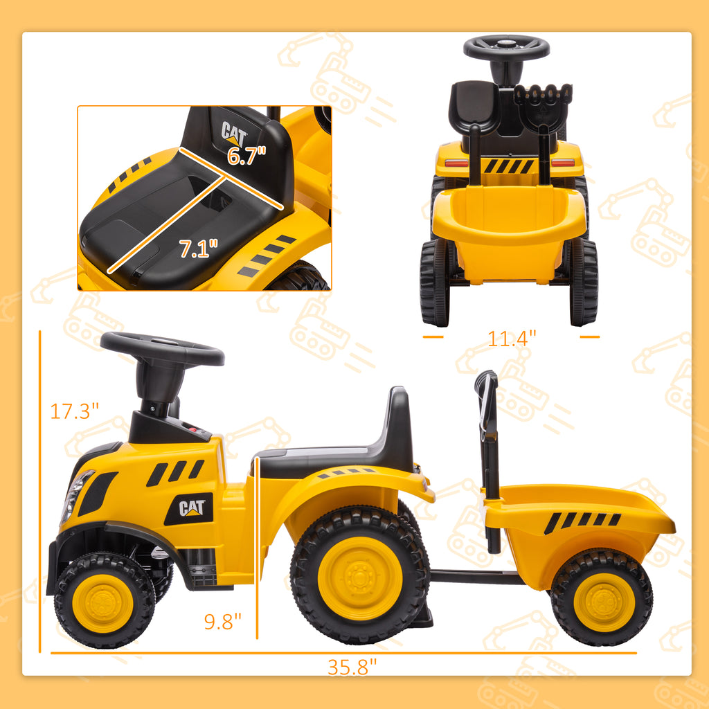 Caterpillar Licensed Ride-on Construction Toy With Shovel & Trailer, No