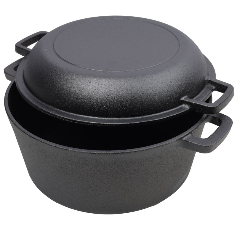 One In One Pre Seasoned Cast Iron Dutch Oven With Dual Handles, Outdoor