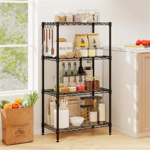 4-Tier Heavy-duty Metal Wire Shelving, 600 Lbs Total Load Capacity