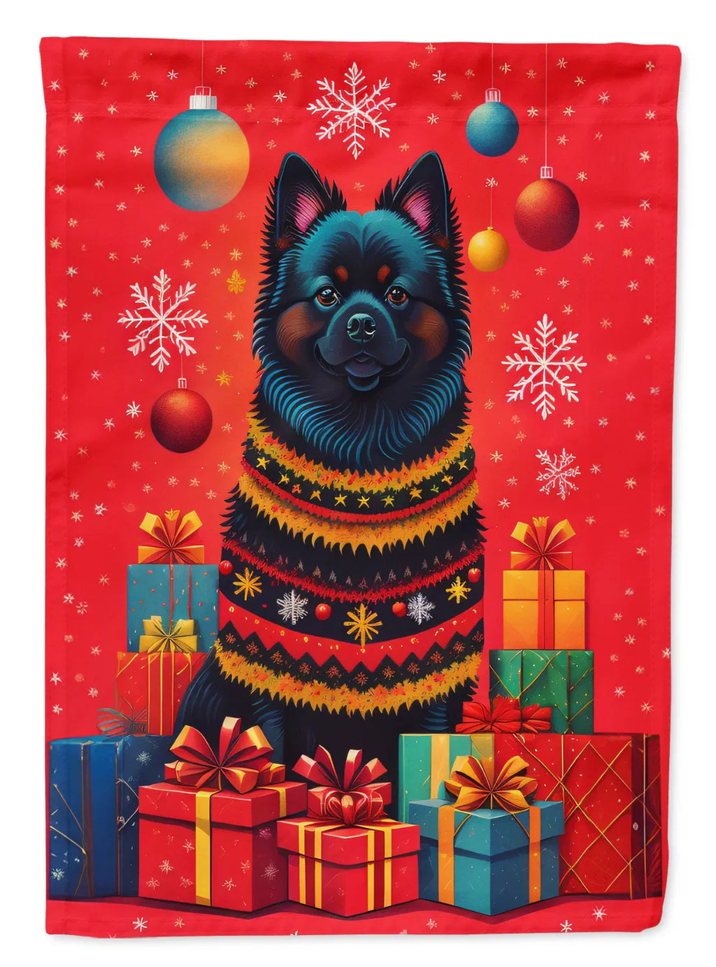 German Spitz Holiday Christmas House Flag Large Porch Sleeve Pole
