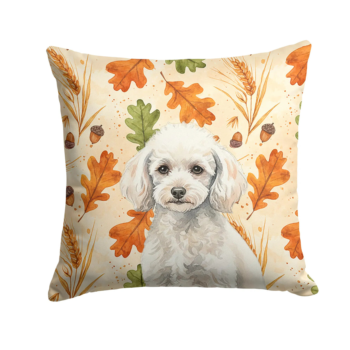 Miniature White Poodle Heirloom Fall Throw Pillow Decorative Indoor