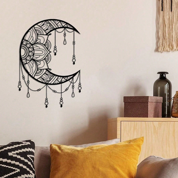 Mandala Moon Wall Art Iron Wall Hanging For Yoga Meditation Room Decor