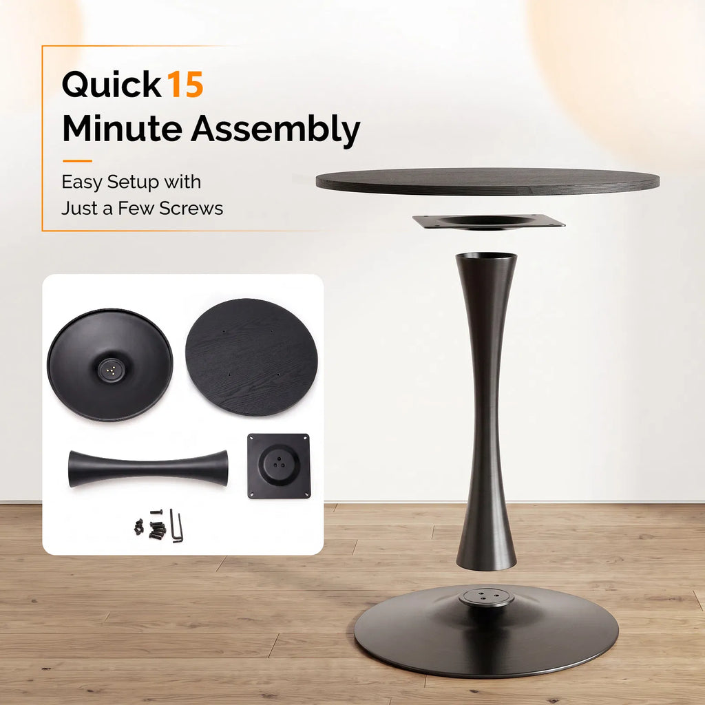 Round Tulip Dining Table, 27.6 Inch Circular Kitchen Table For 2 People
