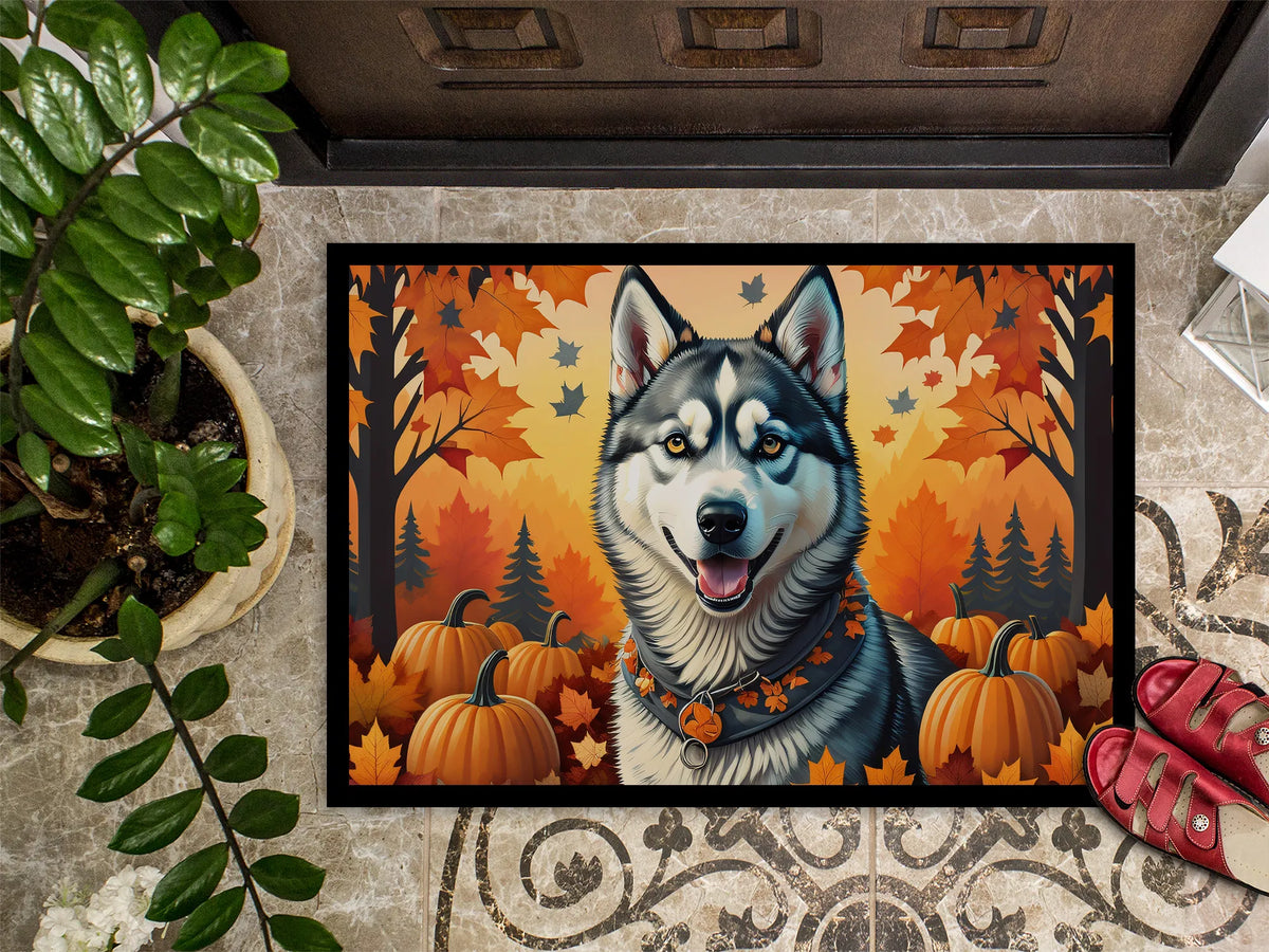 Siberian Husky Fall Doormat Front Door Mat Indoor Outdoor Rugs