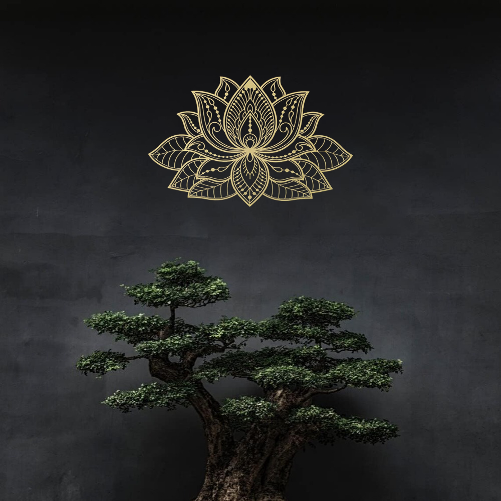 Radiant Lotus Mandala Metal Wall Art - Zen Bohemian Decor For Living