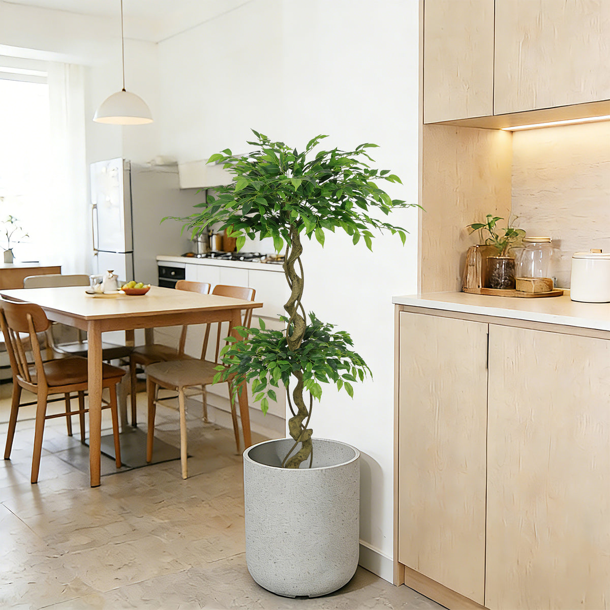 5.2FT Artificial Ficus Tree, Lifelike Faux Banyan Tree With Pot