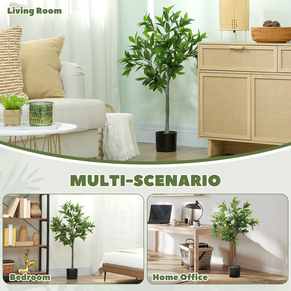 Potted Fake Plant, Lifelike Laurel Artificial Tree With 345 PEVA Leaves