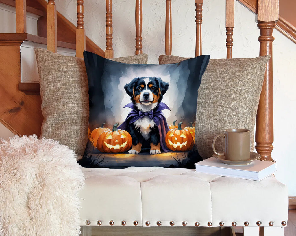 Bernese Mountain Dog Puppy Halloween Throw Pillow Machine Washable