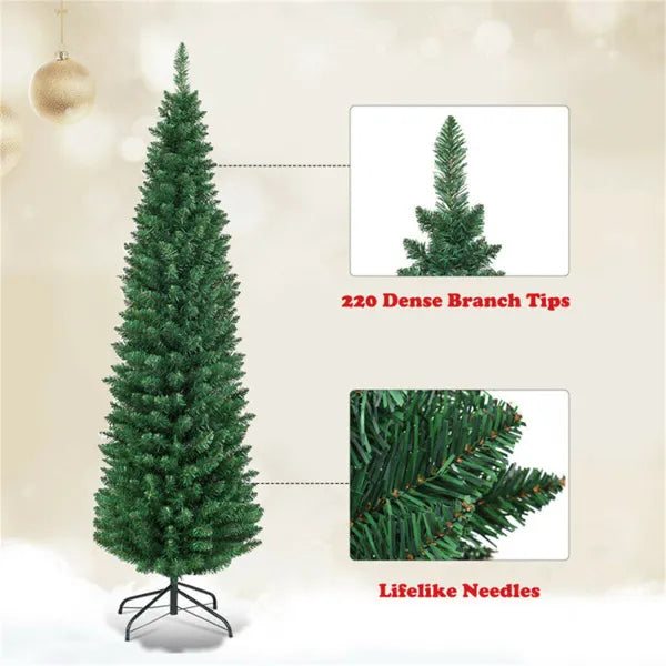 5ft Slim Pencil Christmas Tree - Space-saving Design For Small Corners