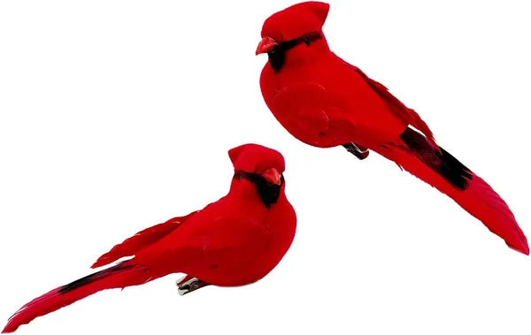 2pcs Red Bird Decor Artificial Red Cardinal Birds Artificial Birds