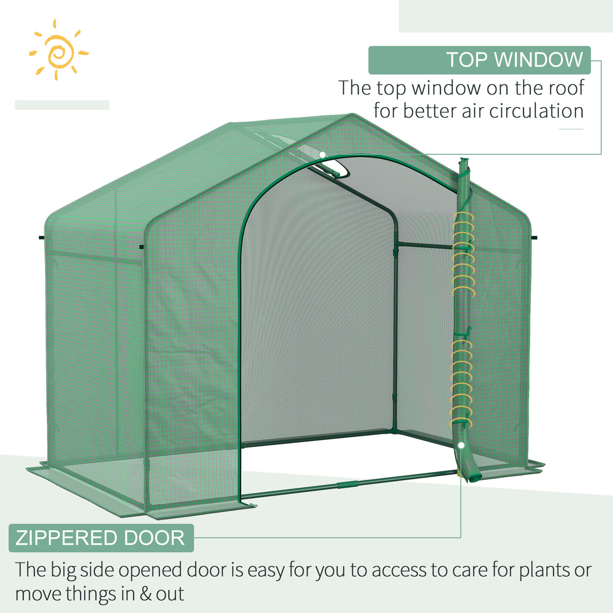 6 X 3 X 5 Portable Walk-in Greenhouse, PE Cover, Steel Frame Garden