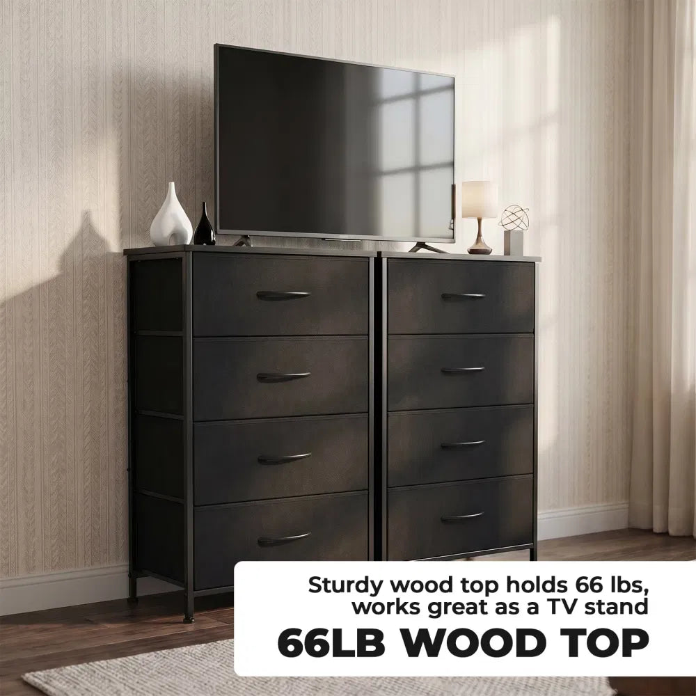 2/4-Drawer Dresser With Metal Frame & Wood Top, Fabricstorageorganizer