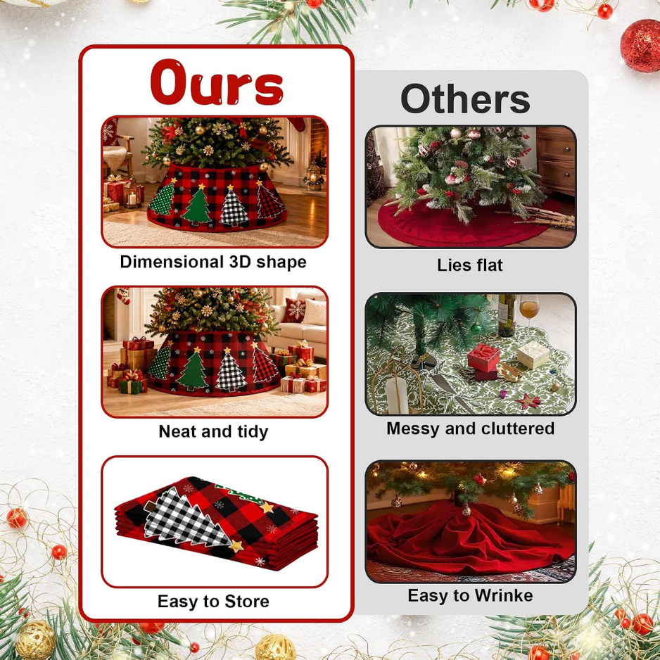 Buffalo Plaid Velvet Christmas Tree Collar, 15 25.6 Base Cover