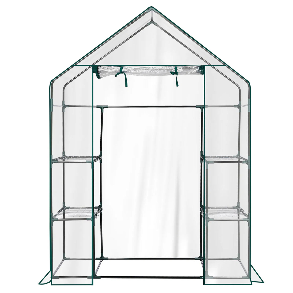 Mini Walk-in Greenhouse With PVC Cover, 4-Shelf Indoor Outdoor Plant