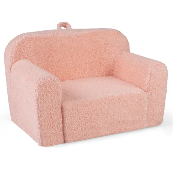 No-assembly Kids Sofa, Soft Teddy Fleece Foam Couch With Carry Handle