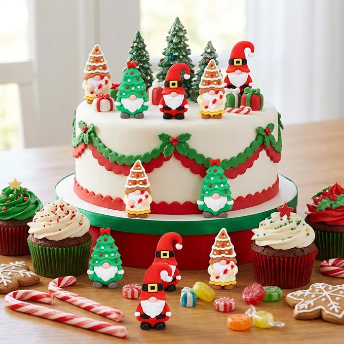 30-Piece Mini Christmas Gnome Figurines, Tiny Santa Ornaments