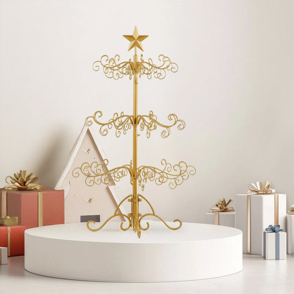3ft Wrought Iron Christmas Tree, Metal Ornament Display Tree Stand