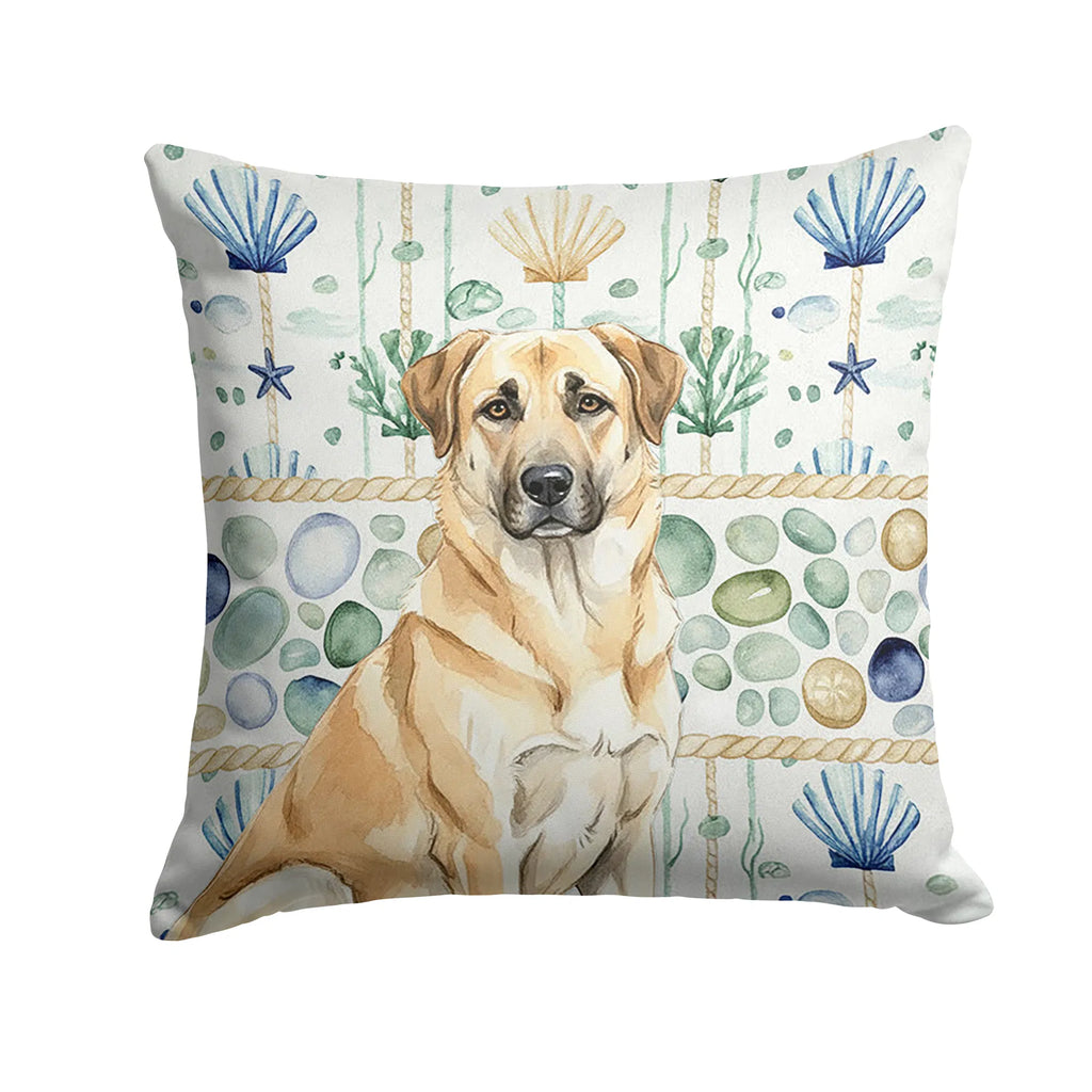 Anatolian Shepherd Dog Coastal Sea Glass Throw Pillow Decorative Indoor