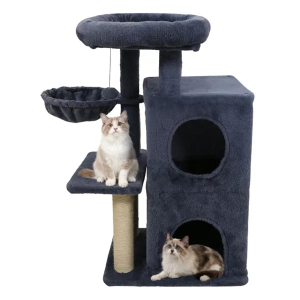 Dark Gray 33.5" Multi-level Cat Tree With 2-Tier Condo, Sisal