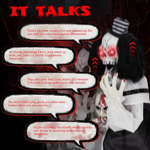 1.8ft Halloween Decoration Scary Clown, Sound-actived Party Decor