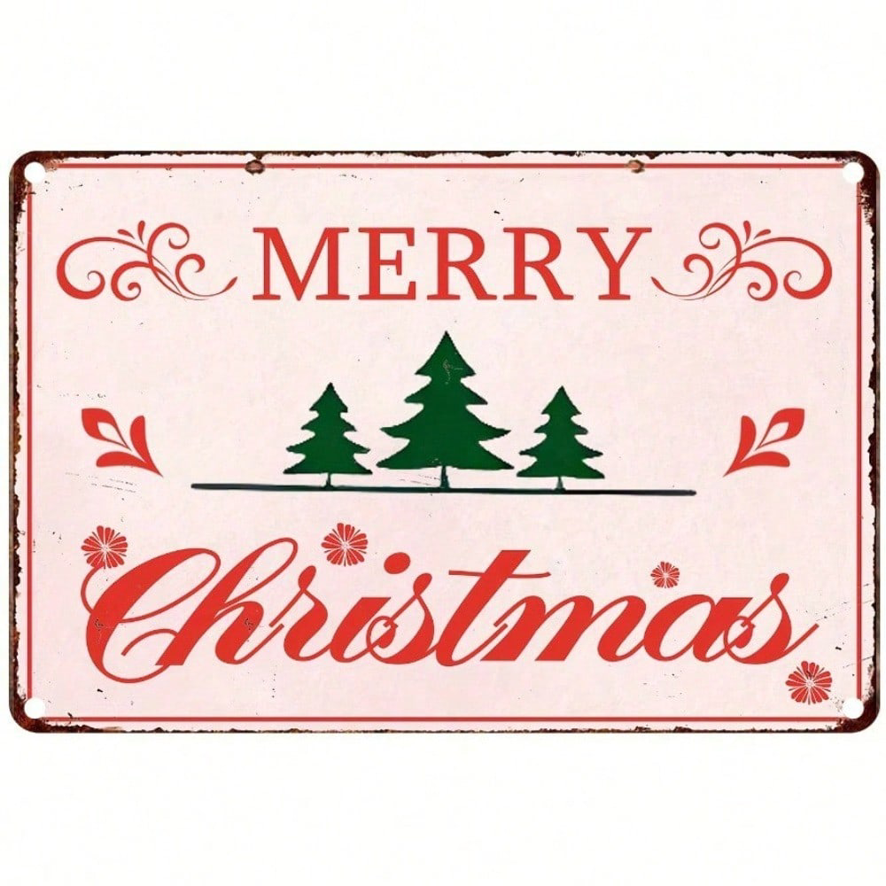 Retro Christmas Tree Tin Sign, Metal Wall Decor -pink 8x12 Gift-ksign