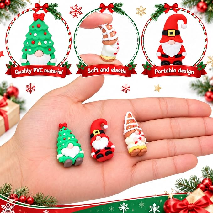 30-Piece Mini Christmas Gnome Figurines, Tiny Santa Ornaments