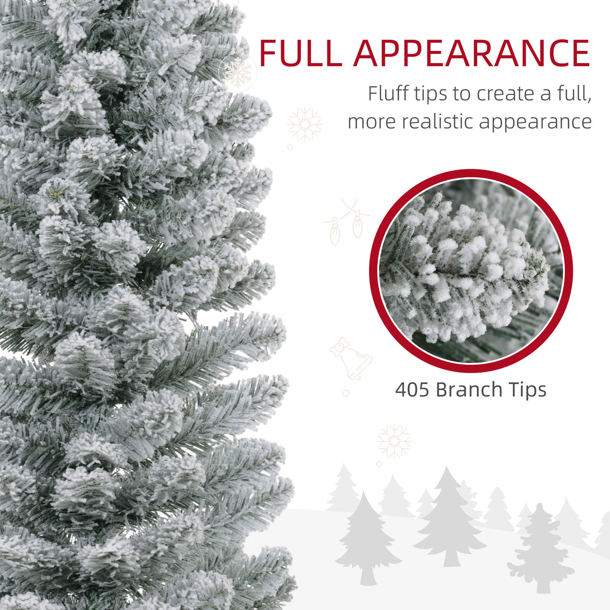 7ft Artificial Christmas Tree, Snow Flocked Branches, Metal Base