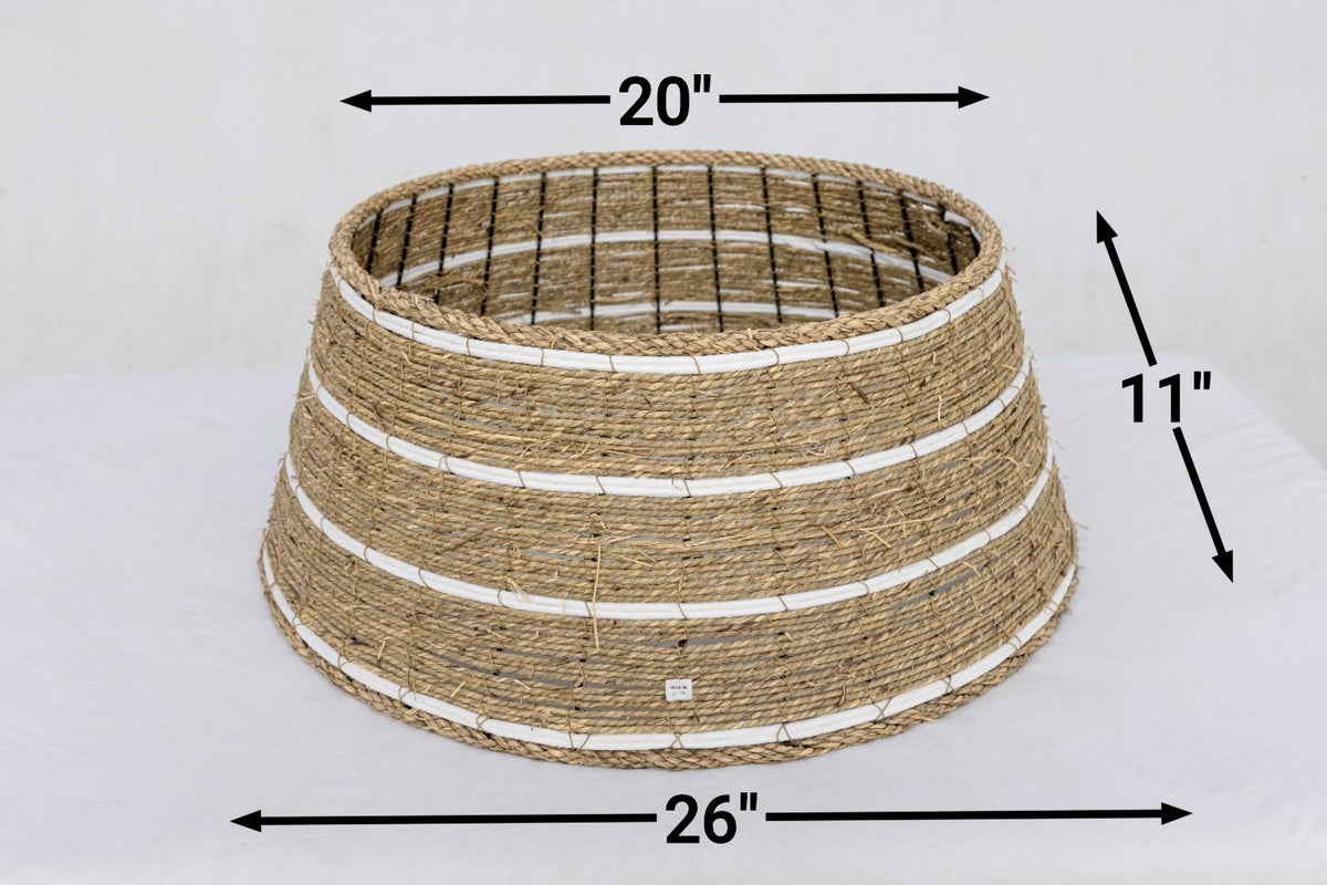 Woven Seagrass Christmas Tree Collar Boho Coastal Farmhouse Decor