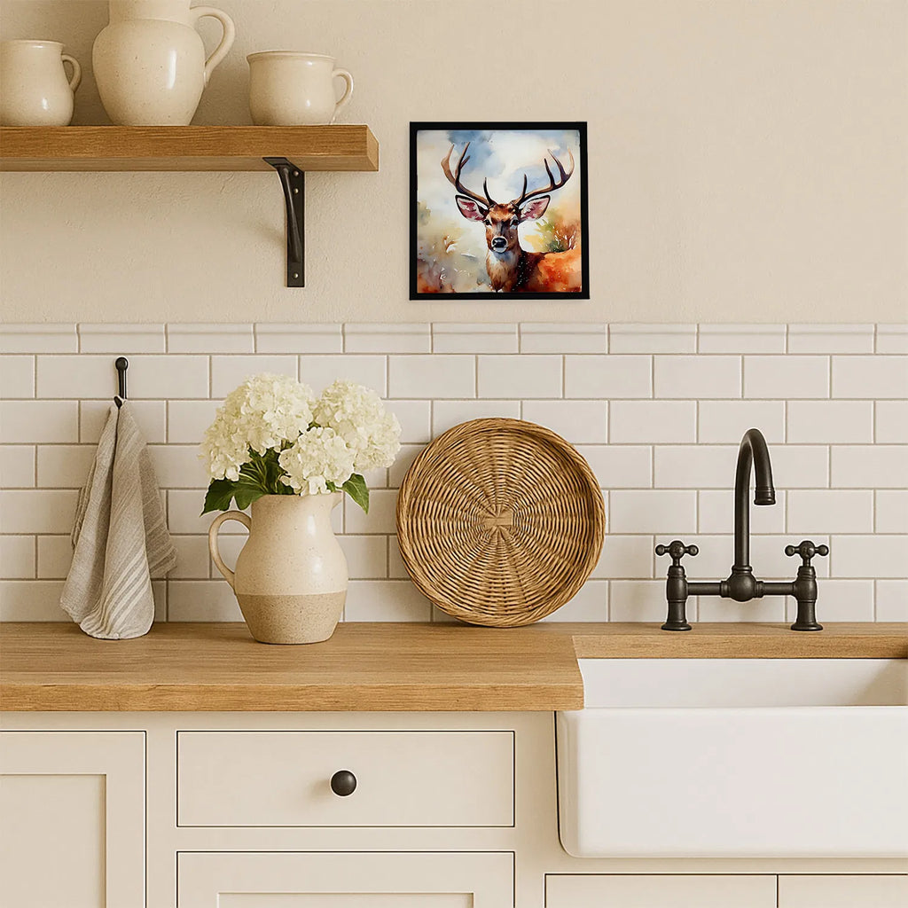 Deer Framed Metal Print Bathroom, Kitchen, Office, Home Decor Wall Art